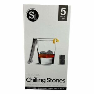Premium Marble Chilling Stones Set of 4 & Tongs